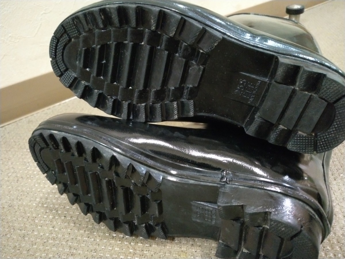 男性用ロング長靴 レインブーツ 防滑ソール 作業用長靴 ブラック　幅広25.5EEE_画像3