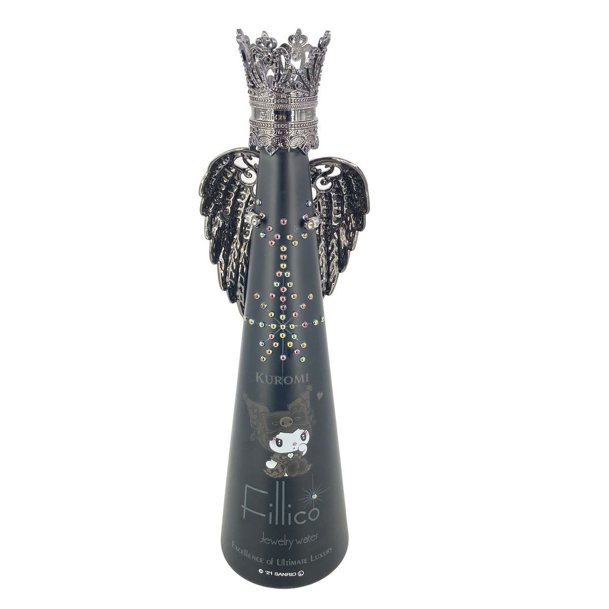 【中古】 Fillico フィリコ クロミ ブラックボトル 飾りボトル 羽 王冠付き 空瓶 24001417 AS