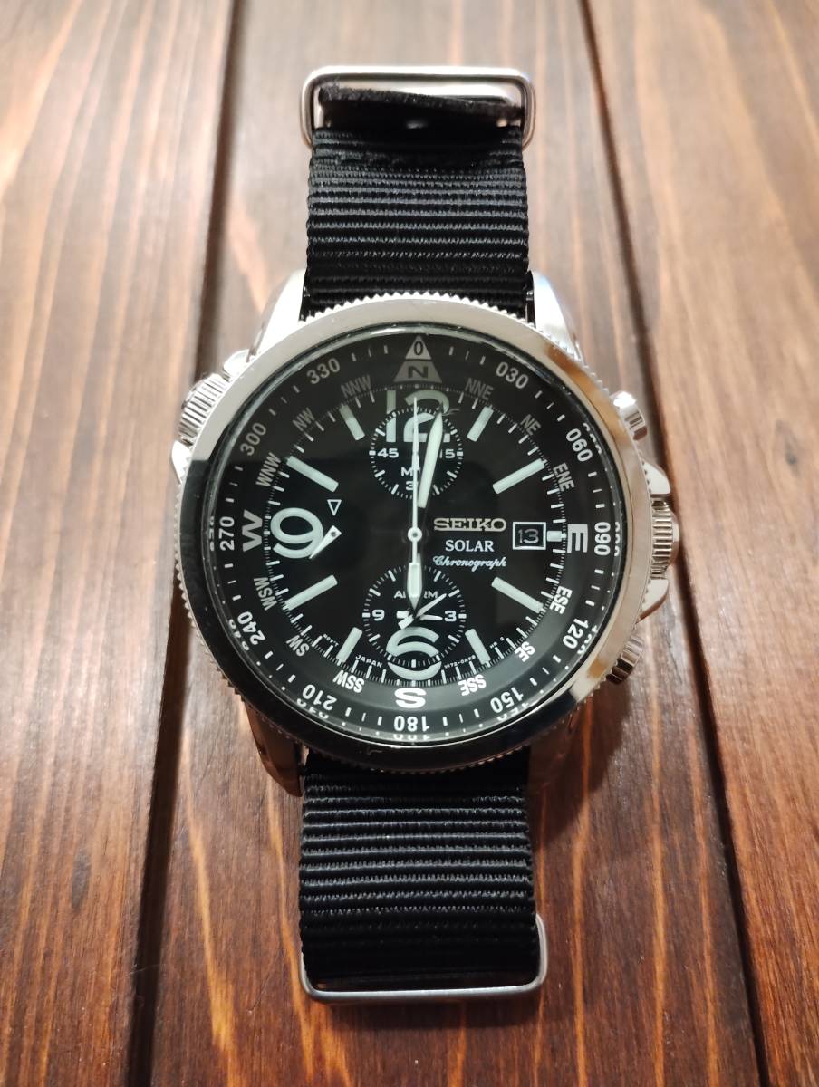 SEIKO セイコー ソーラー ミリタリーパイロット クロノグラフ SEIKO セイコー ソーラー ミリタリーパイロット クロノグラフ