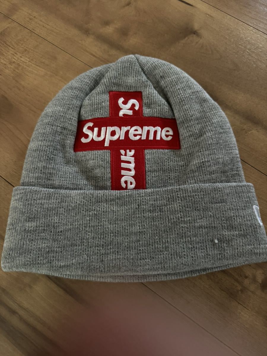 シュプリーム SUPREME x ニューエラ New Era 20FW Cross Box Logo Beanie クロス ボックスロゴ ビーニー ニット帽 帽子 灰 グレー_画像2