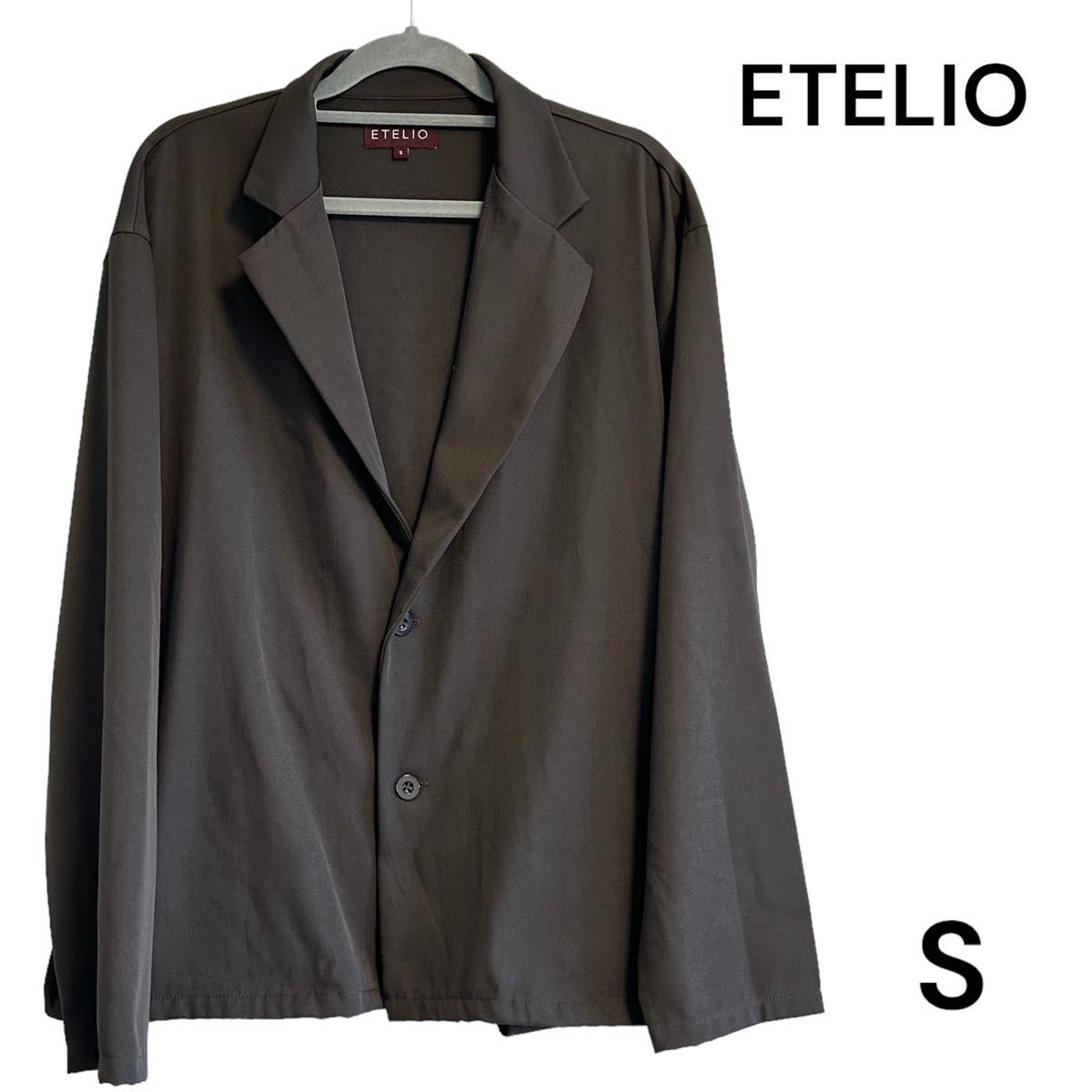 【美品】ETELIO|長袖テーラードシャツジャケット|ブラウン|Sサイズ