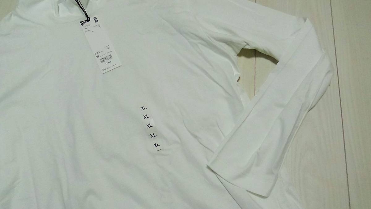 新品 ユニクロ ジルサンダー XL 大きい ★ モックネック スーピマコットン 長袖 Tシャツ 白 メンズ 未使用 +J LL_画像3