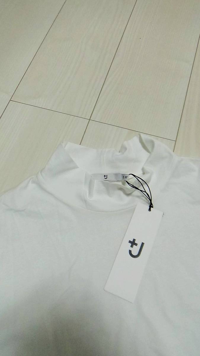 新品 ユニクロ ジルサンダー XL 大きい ★ モックネック スーピマコットン 長袖 Tシャツ 白 メンズ 未使用 +J LL_画像5