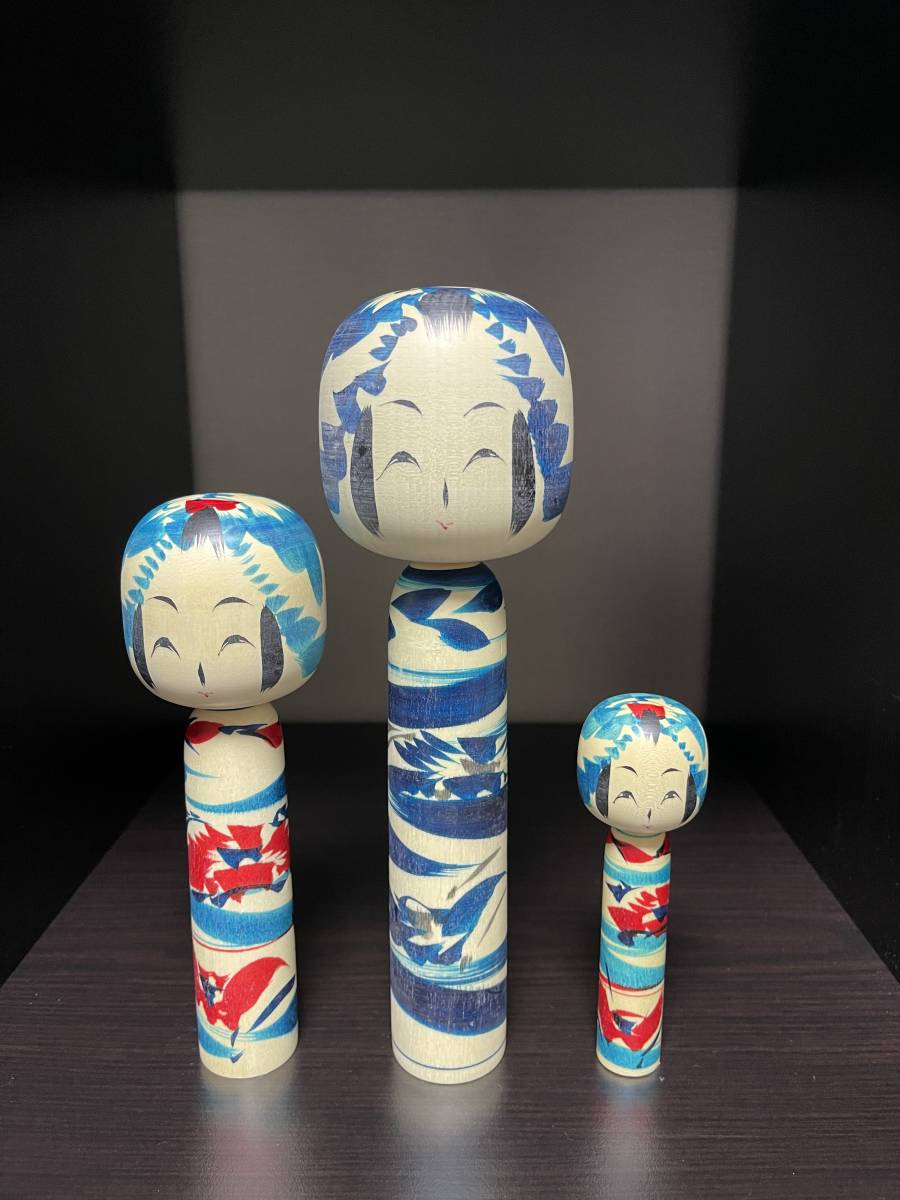  complete sale new goods unused limitation BEAMS fennica sendai tree ground factory BLUE KOKESHI 4 size 6 size 8 size set ③ Beams fenika blue kokeshi book@ Indigo Sato . wide 