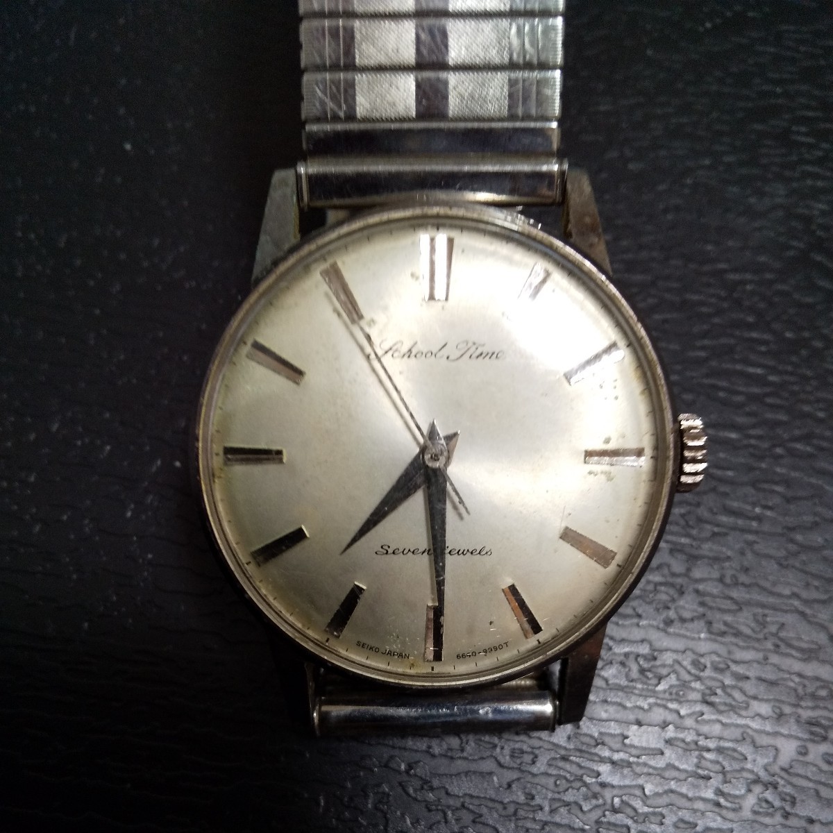 動作品 セイコースクールタイム 7石 SEIKO School Time 7Jewels 手巻き 機械式腕時計 レトロ アンティーク_画像1