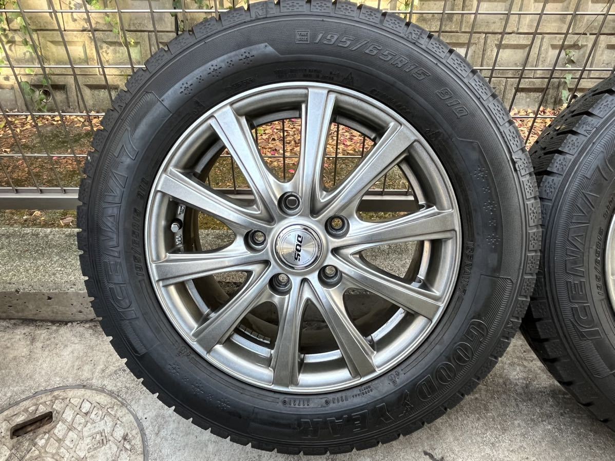 スタッドレスタイヤ ホイール中古4本セット195/65R15 グッドイヤーアイスナビ7 2021年　５穴　PCD114.3 6J 52 ノアヴォクシー_画像6