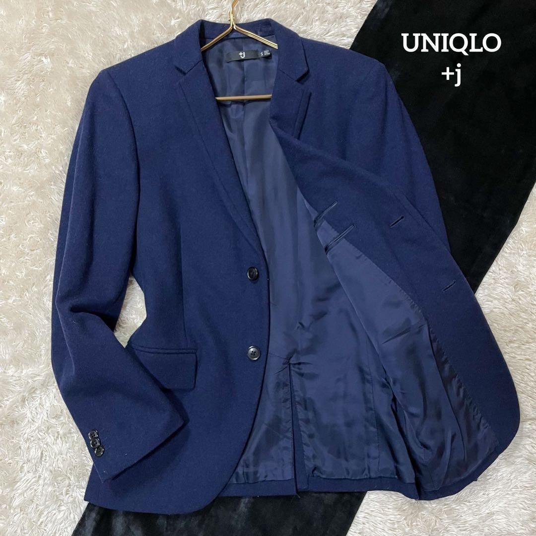 【UNIQLO+j/ユニクロ/ジルサンダー/プラスジェイ/極美品】テーラードジャケット【ダークネイビー/総裏/アウター/メンズ/Sサイズ】