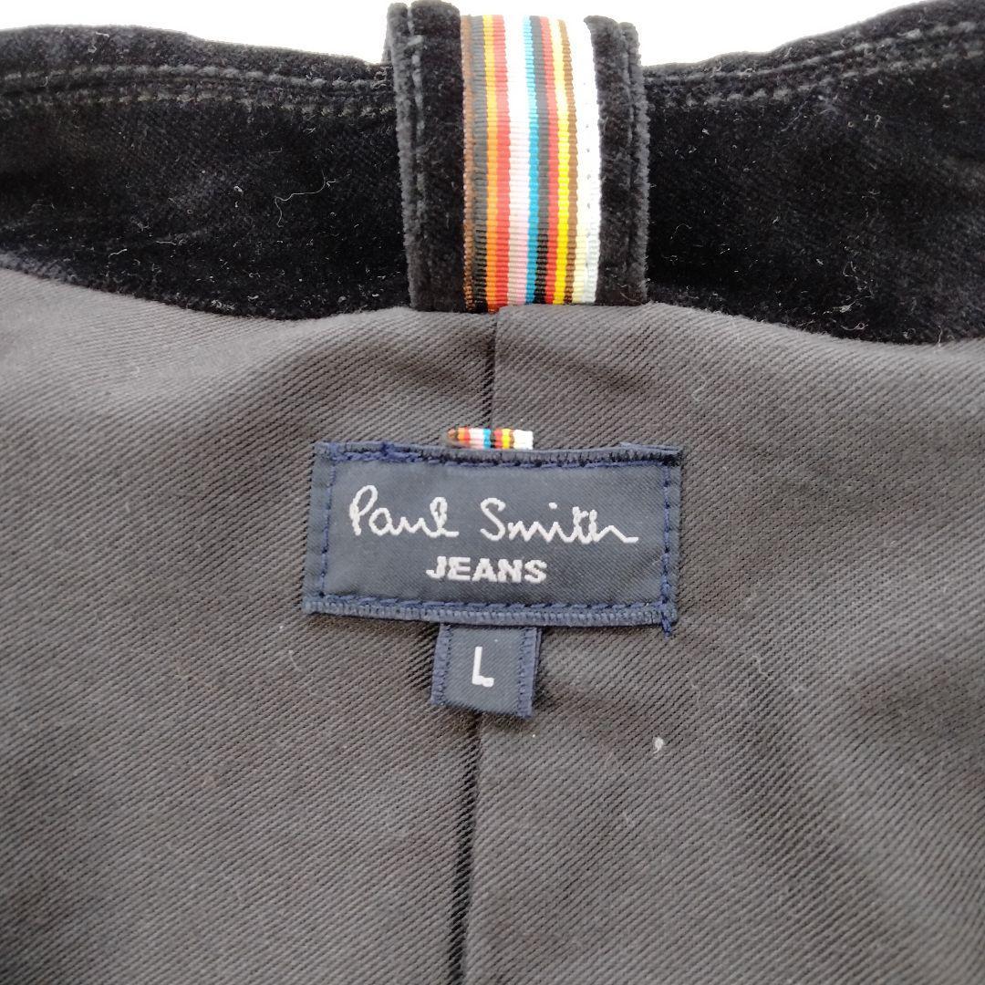 1スタ 美品 Paul Smith Jeans【最高級の色気】ポールスミスジーンズ ベロア ベルベット マルチストライプ テーラードジャケット 黒 Lサイズ_画像8