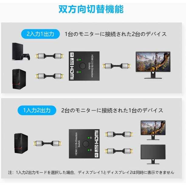 HDMIセレクター 双方向 HDMI分配器 2入力1出力 1入力2出力_画像6