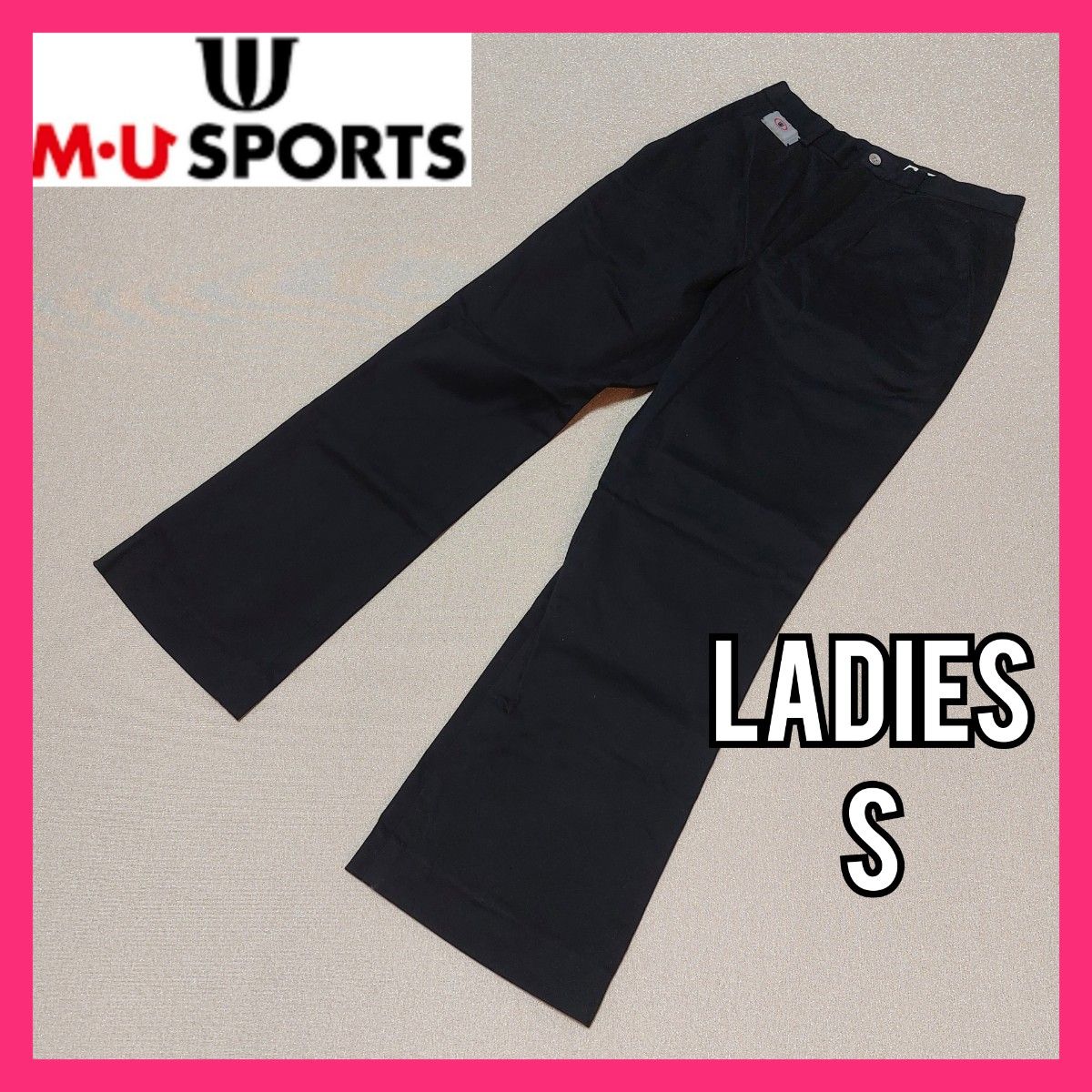 【M.U SPORTS】ミエコウエサコ ストレッチゴルフパンツ レディースＳ 黒