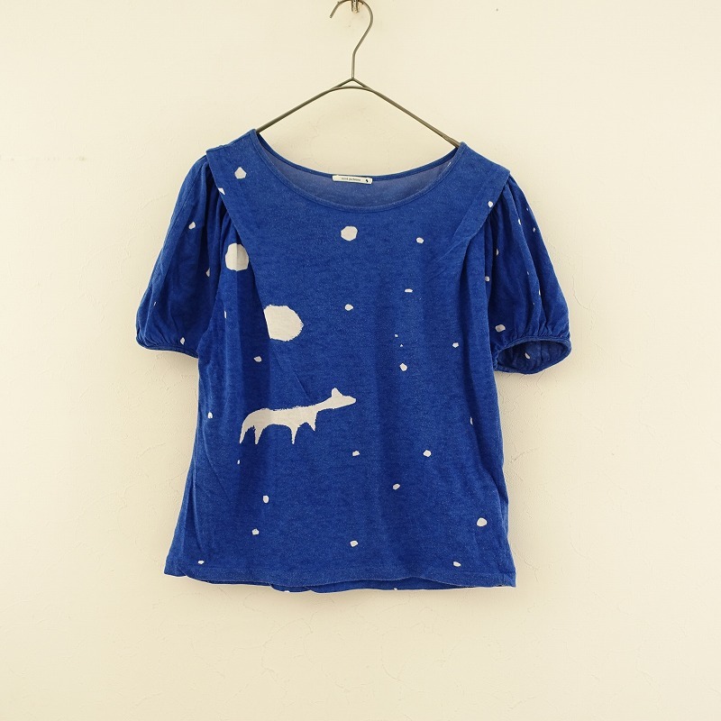 //[ with defect ] mina perhonen mina perhonen *star trip cotton cut and sewn * tops T-shirt blue gya The -(1-2312-431)[20A42]