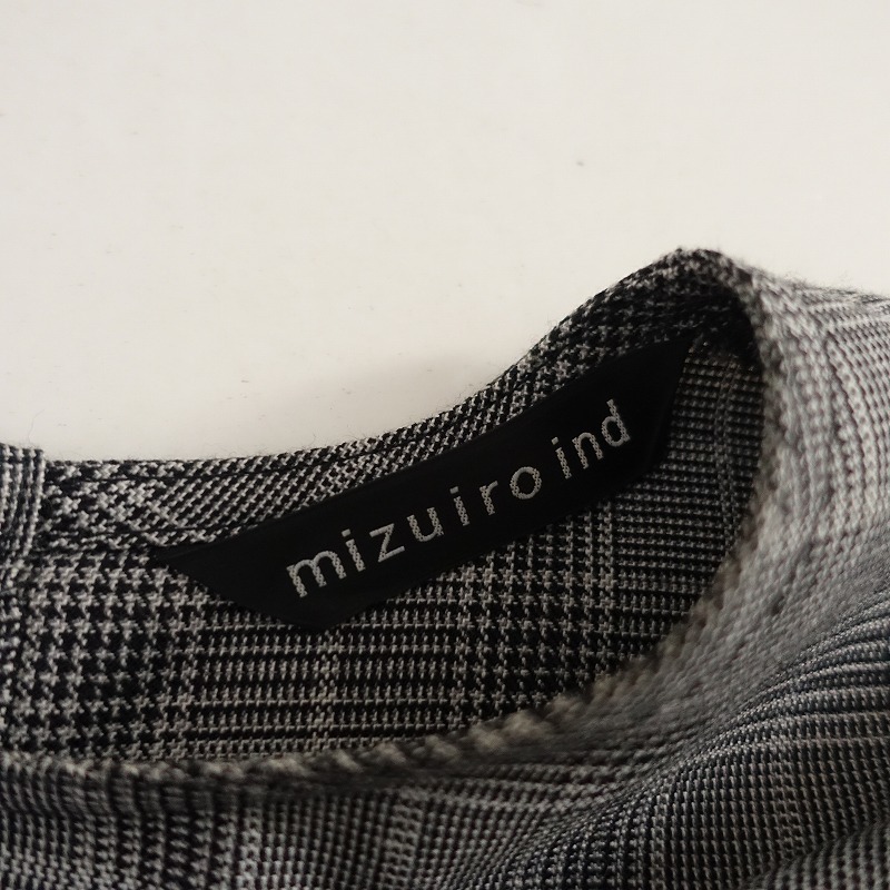 //ミズイロインド mizuiro-ind *ウールブレンドグレンチェックワンピース*チュニック毛混(1-2312-553)【60A42】_画像7