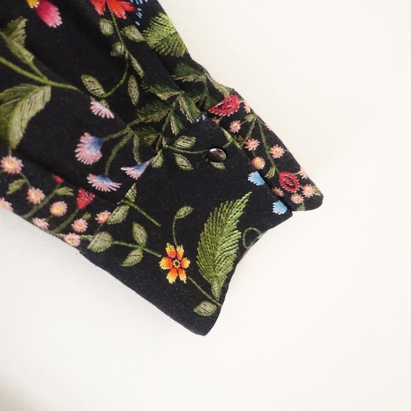//[ regular price 3.0 ten thousand ] Iena IENA *chere SPRINTEX flower One-piece *36 black floral print long sleeve long sleeve (33-2312-536)[70A42]