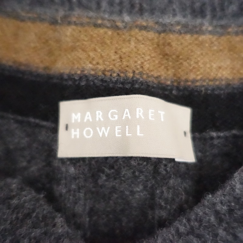 //マーガレットハウエル MARGARET HOWELL *ウールカシミヤVネックチルデンニットセーター*2チャコールグレー(2-2312-430)【80A42】_画像7