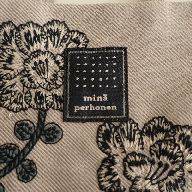 //ミナペルホネン mina perhonen *toast bag yula toast bag トーストバッグ*刺繍手提げかばん花(ba87-2312-31)【02A42】_画像7