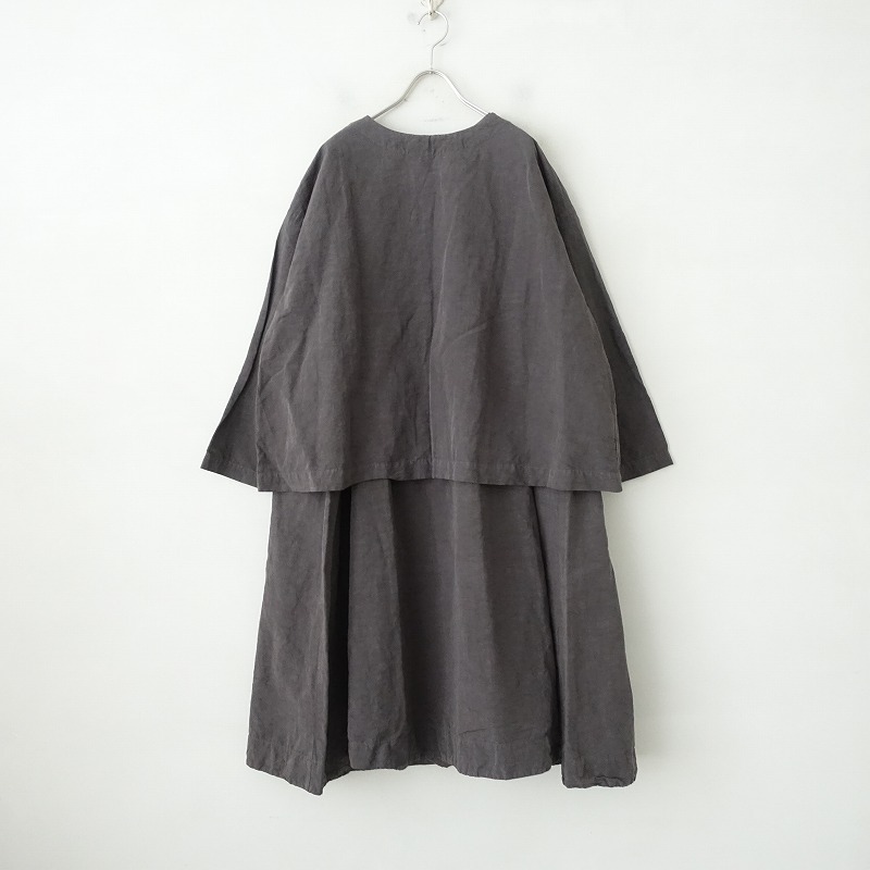 //【定価4.0万】ネストローブ nest Robe *COTTON LINEN SEPARETE ONE PIECE*Fアンサンブル綿麻グレーブラウス(4-2401-41)【42A42】_画像1