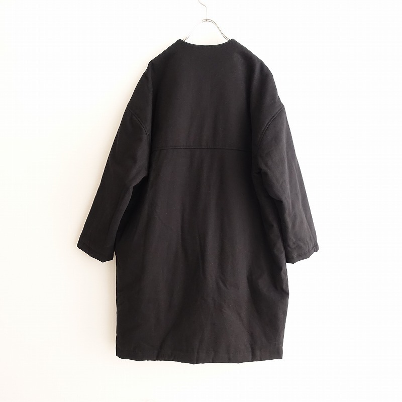 //【定価3.4万】TANDEY オローネ *2つボタンのウォームコート*中綿ノーカラー綿コットン黒ブラック裏地(jk4-2401-128)【03A42】_画像2