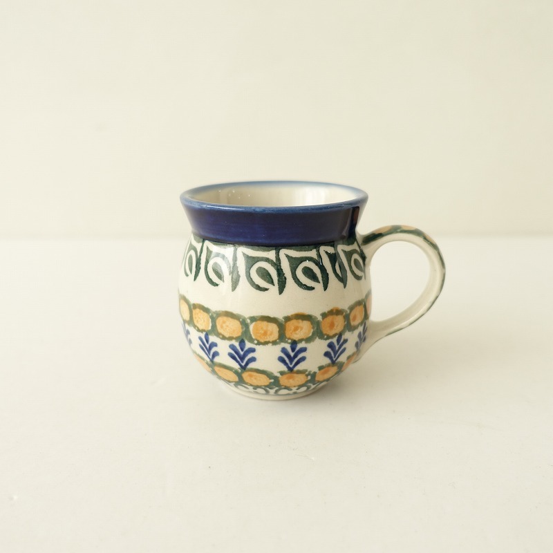 //ポーリッシュポタリー Polish Pottery *ポーリッシュマグカップ*花柄コップポーランド食器【陶器】(wa84-2309-34)【13A42a】_画像1