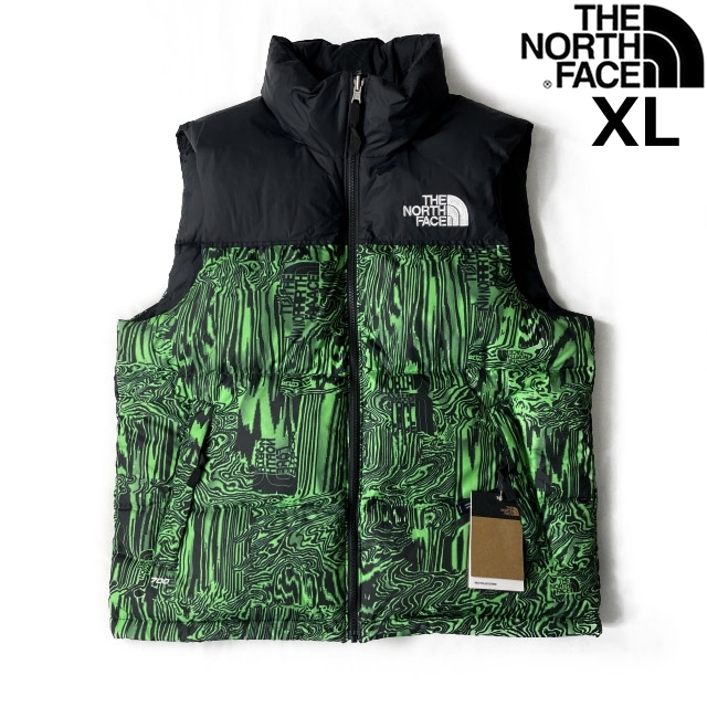 1円～!売切!【正規新品】THE NORTH FACE◆1996 RETRO NUPTSE VEST ダウンベスト US限定 ヌプシ 2023最新 防寒(XL)緑 黒 総柄 190122-115_画像1