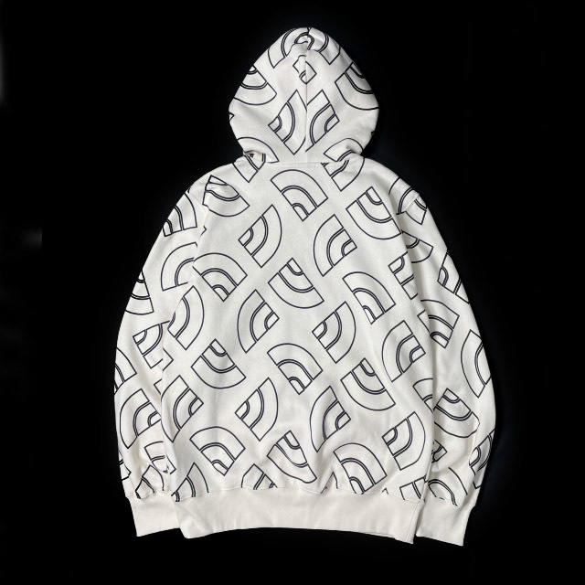 1円～!売切!【正規新品】THE NORTH FACE◆ALL OVER PRINT HOODIE パーカー US限定 裏起毛 ハーフドームロゴ 男女兼用(XL)白 総柄 181130-35_画像6