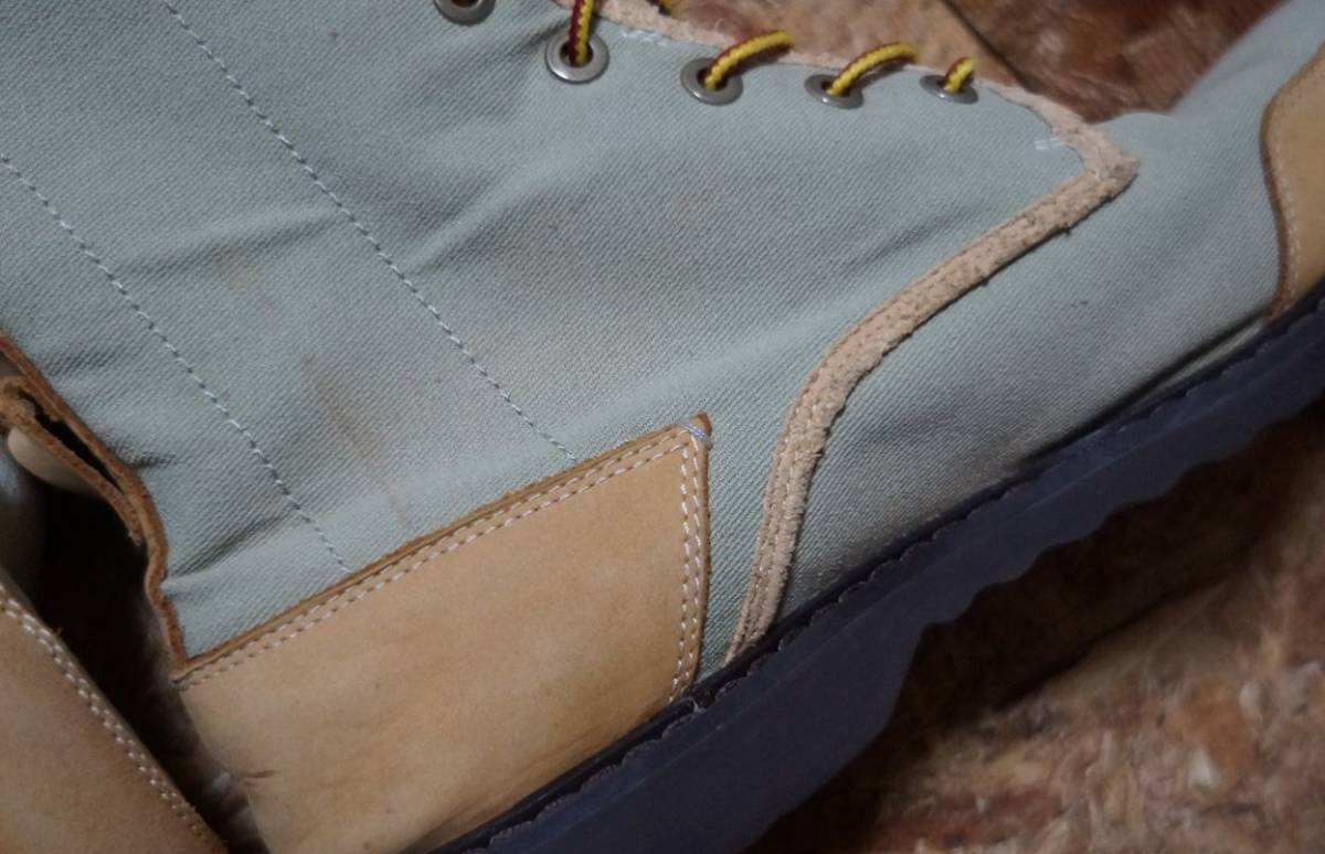 Timberland キャンバス×レザーブーツ　US9W　緑系 ティンバーランド_汚れ