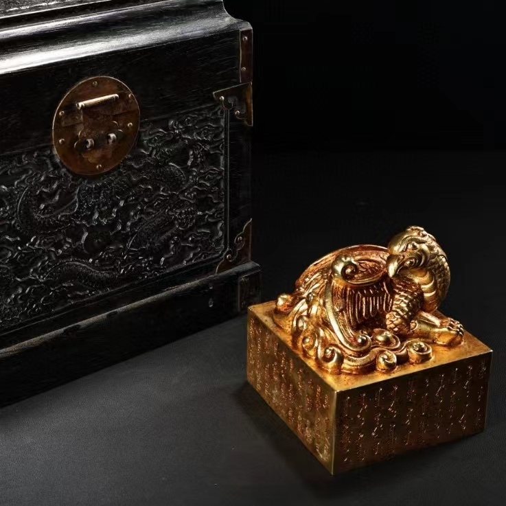 清時代・銅器 收藏 銅金【紫銅彫 金凰鳥朱雀神鳥玉璽 印鑑 千秋 清時代・銅器 收藏 銅金【紫銅彫 金凰鳥朱雀神鳥玉璽 印鑑 千秋