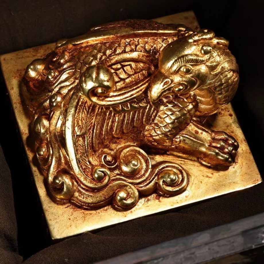 清時代・銅器 收藏 銅金【紫銅彫 金凰鳥朱雀神鳥玉璽 印鑑 千秋 清時代・銅器 收藏 銅金【紫銅彫 金凰鳥朱雀神鳥玉璽 印鑑 千秋