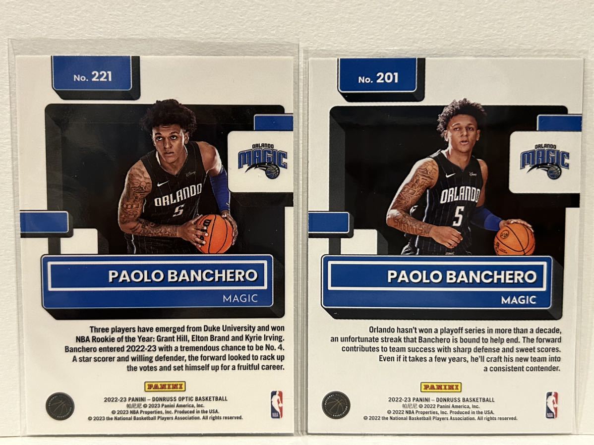 【2枚セット】NBA 2022-23 Panini Donruss Optic Basketball Paolo Banchero RC Base 他 パオロ・バンケロ(Magic)_画像2