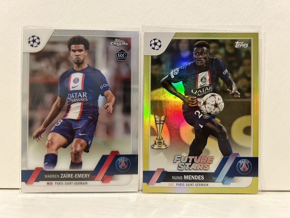 【2枚セット】Soccer 2022-23 Topps UEFA Nuno Mendes /299 & Warren Zaire-Emery RC PSG_画像1