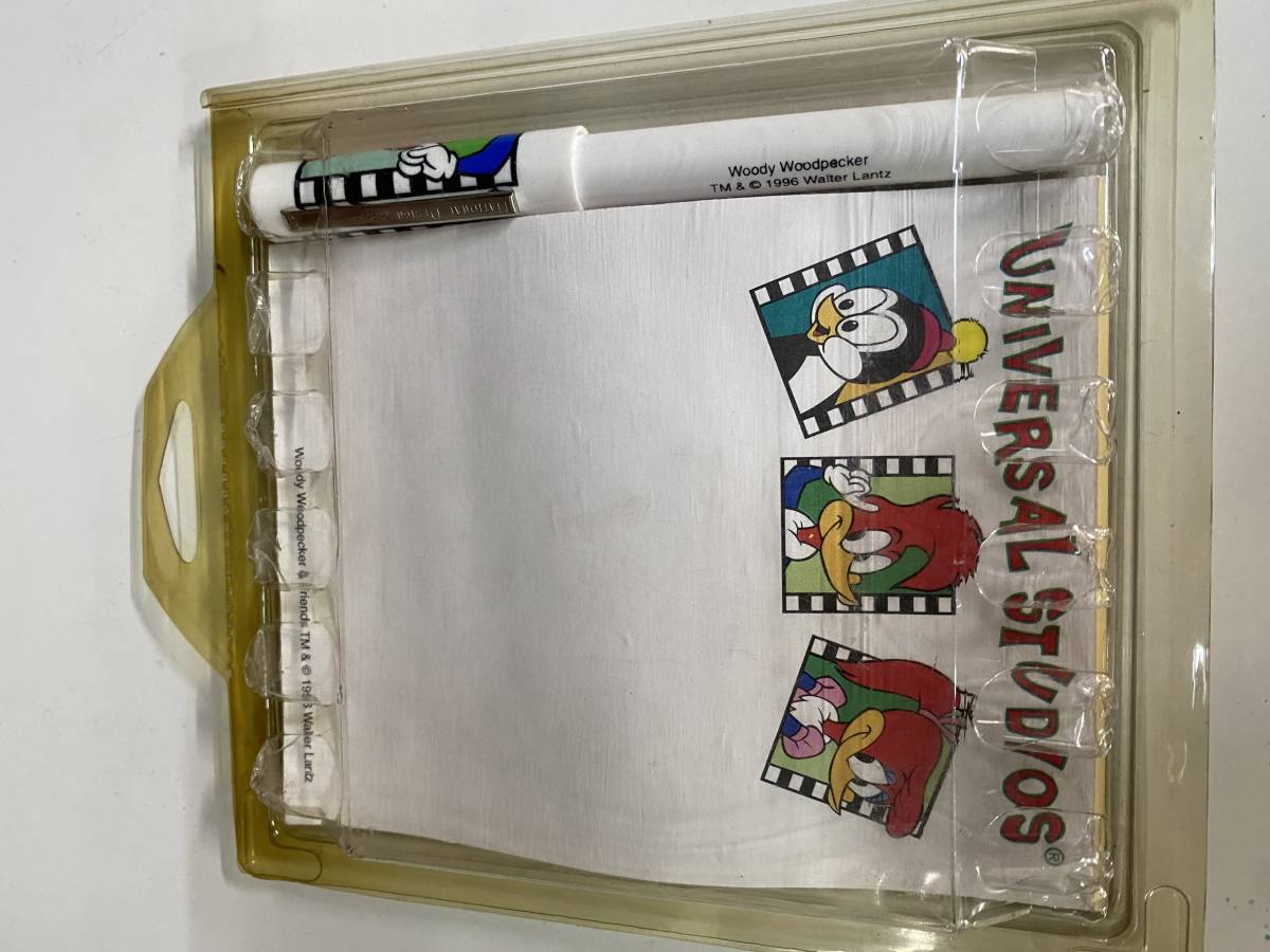 * unused woodpecker pen & memo pad USA made 90s Vintage original *UNIVERSAL STUDIOS universal Studio 