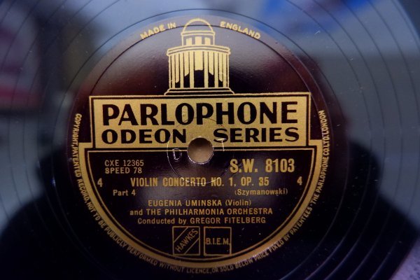 Z2-058＜SP盤/S.W.8101～8103/英盤＞「Szymanowski:Violin Concerto No.1 Op.35」Gregor Fitelberg/Eugenia Uminska/The Philharmonia Orch_画像3