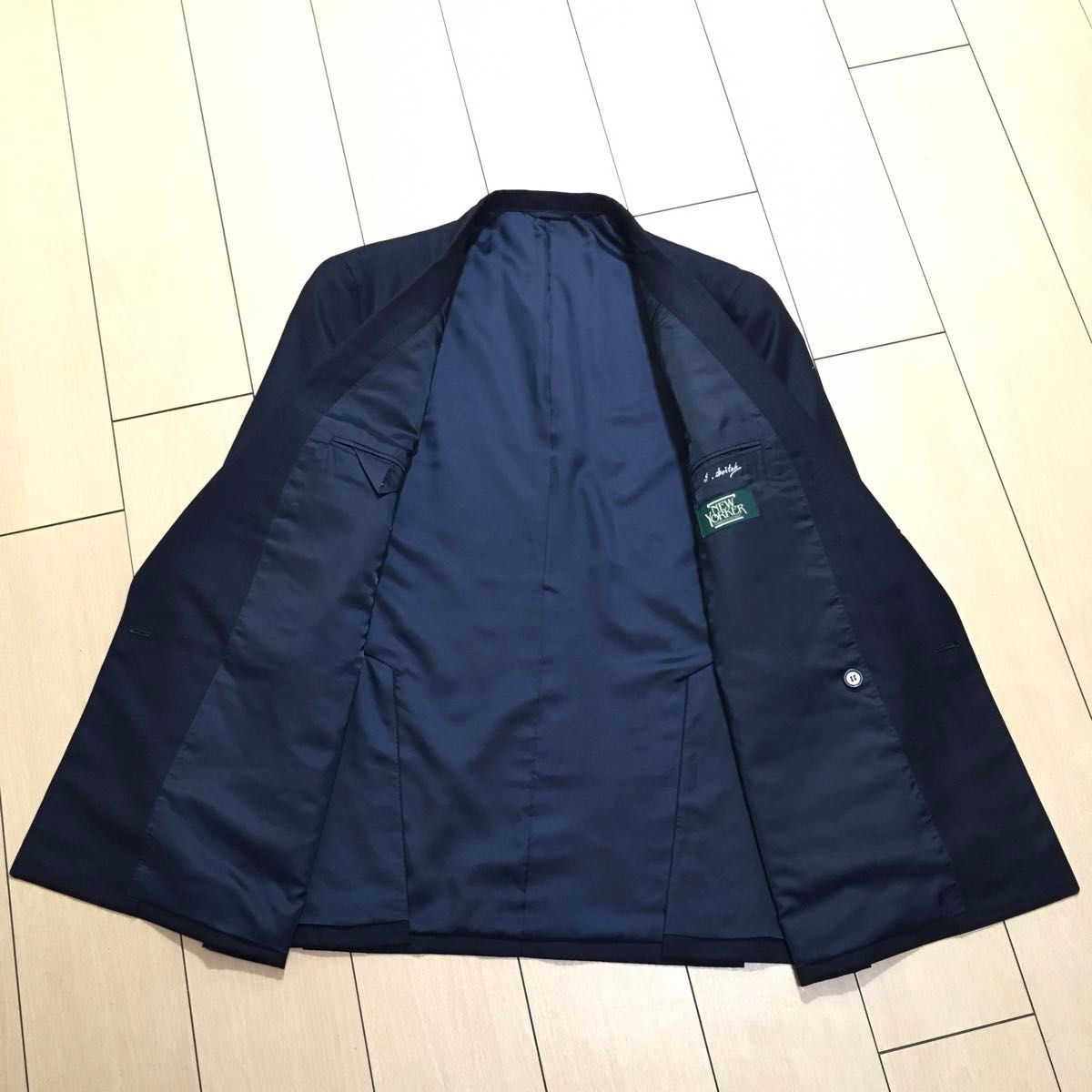 美品 ニューヨーカー ダブル 紺ブレザー ダブルブレスト 美品 ニューヨーカー ダブル 紺ブレザー ダブルブレスト