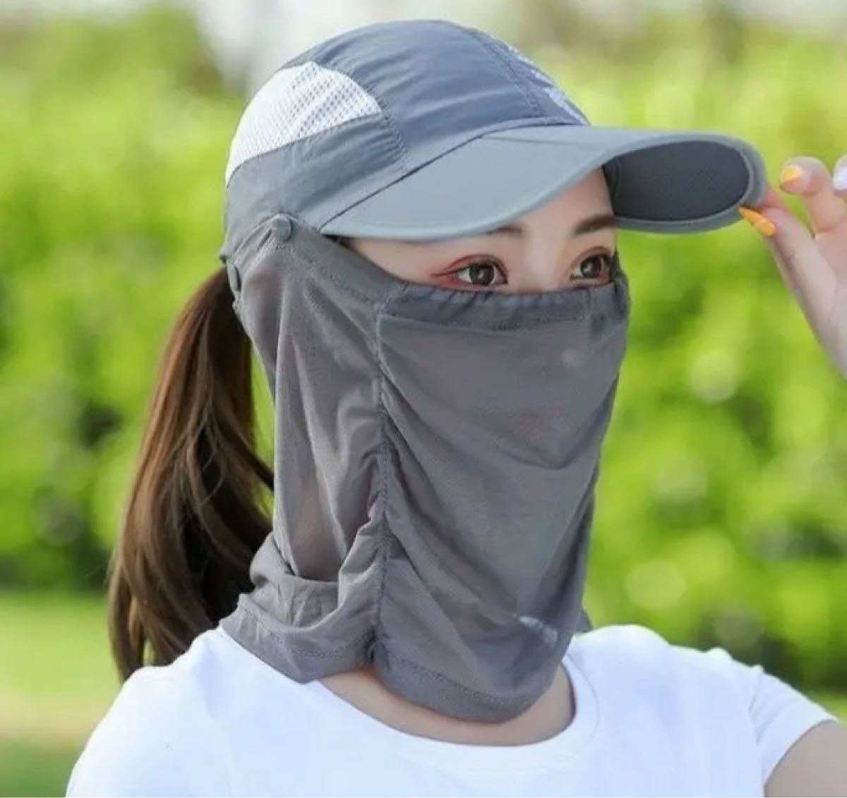 UVカット紫外線対策速乾 ランニング帽子 ユニセックス　軽量　コンパクト グレー