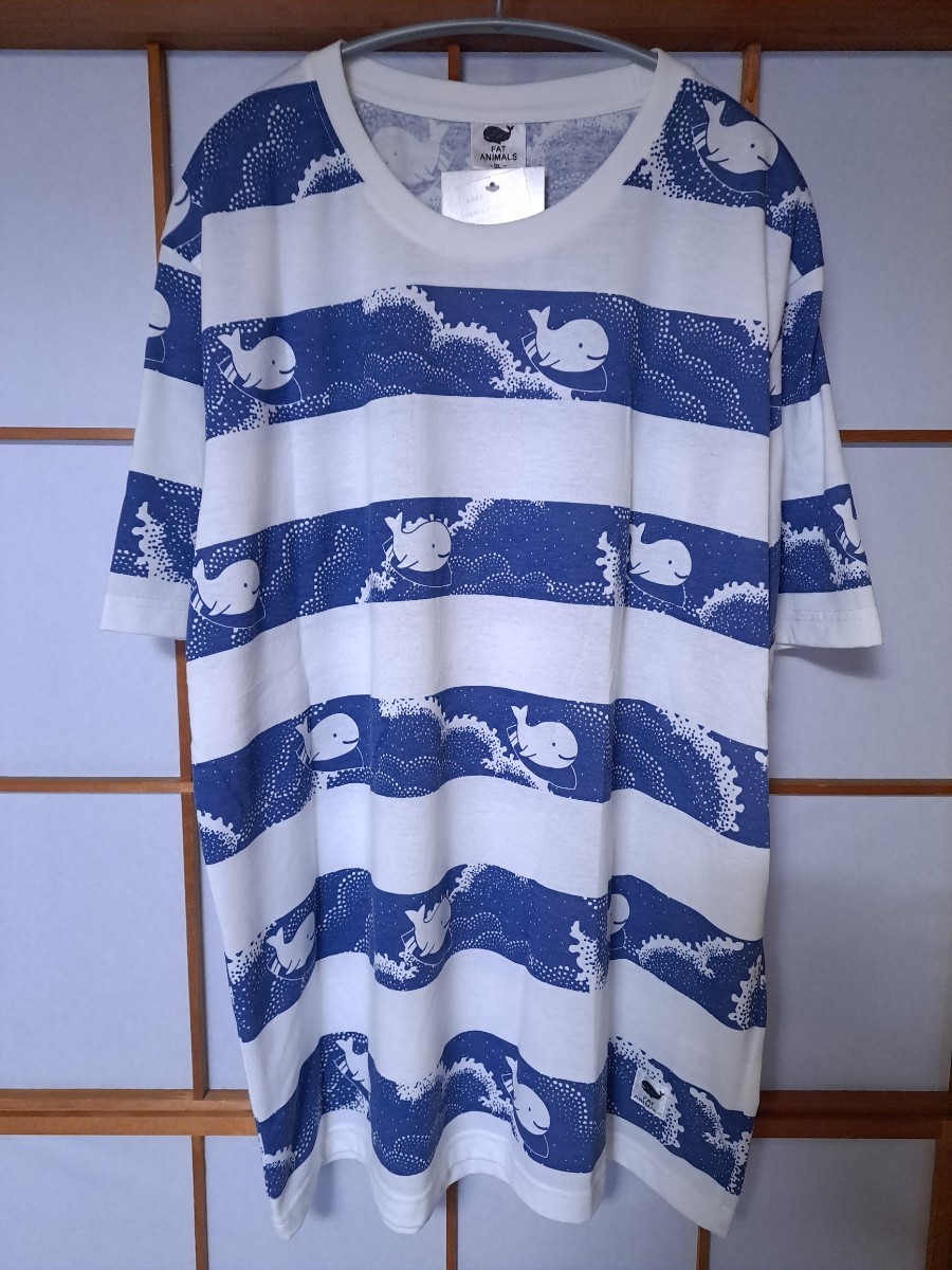 新品 未使用 FAT　ANIMALS　３L　 半袖Tシャツ 大きめ メンズ ルームシュア パジャマ 送料無料即決　 Bら　ビック　くじら_画像1