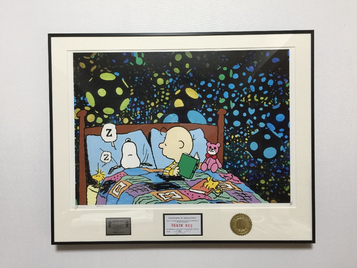 DEATH NYC 額付き 世界限定100枚 アートポスター SNOOPY スヌーピー The Starry Night ヴァンゴッホ 可愛い 現代アート_画像1