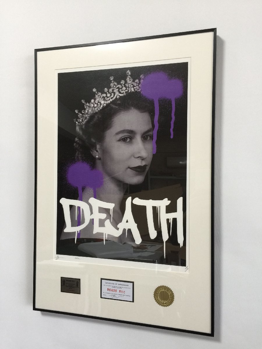 DEATH NYC 額付き 世界限定100枚 アートポスター エリザベス女王 王冠 バンクシー Banksy 紫 現代アート_画像4