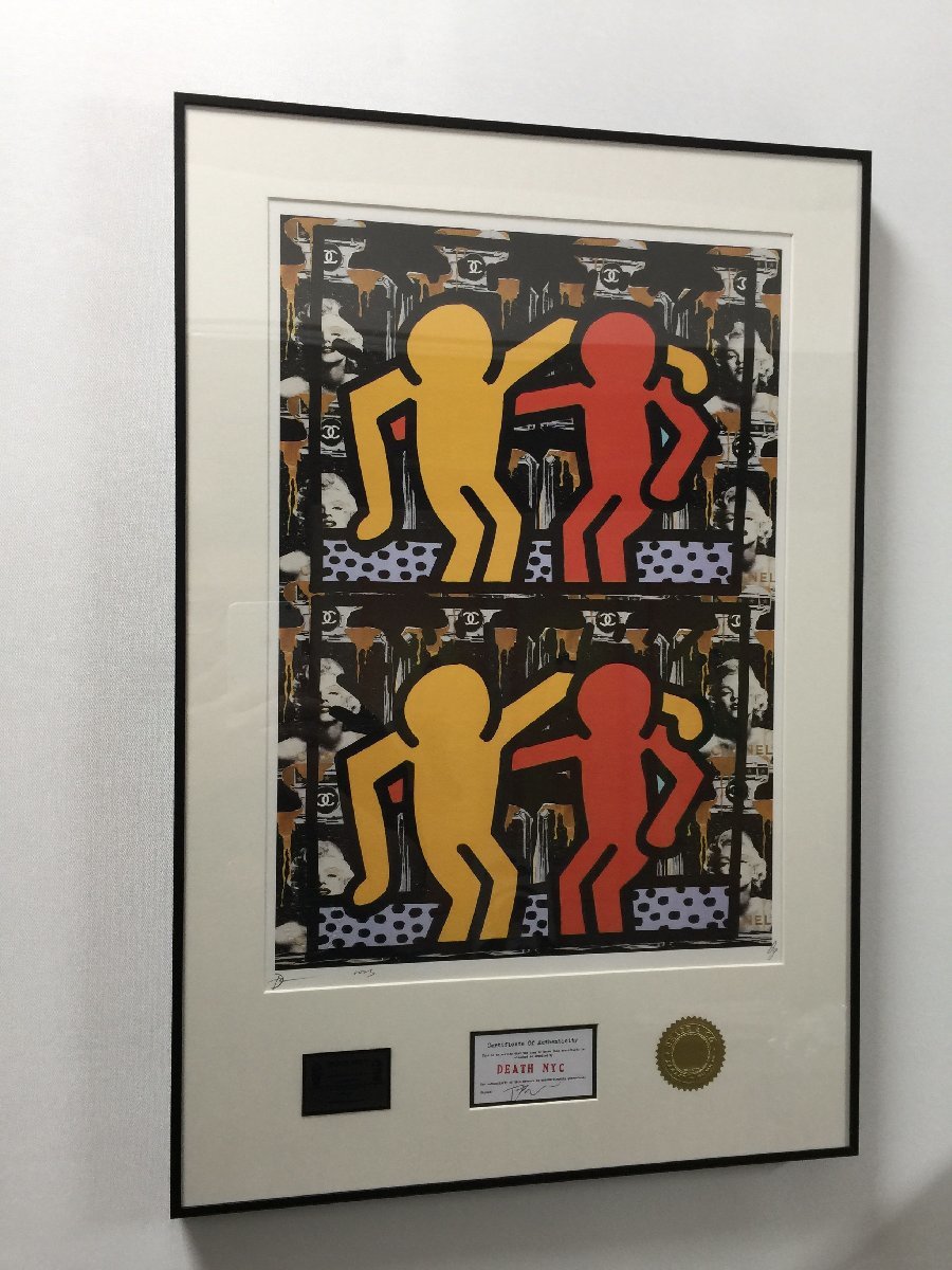 DEATH NYC 額付き 世界限定100枚 アートポスタ マリリン・モンロー Marilyn Monroe KEITH HARING 黄色い 現代アート_画像3