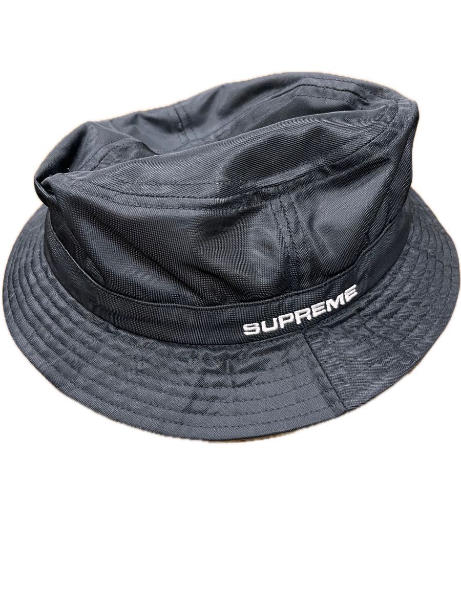 Supreme◇TWILL CRUSHER BLACK MONOGRAM バケットハット -- コットン 