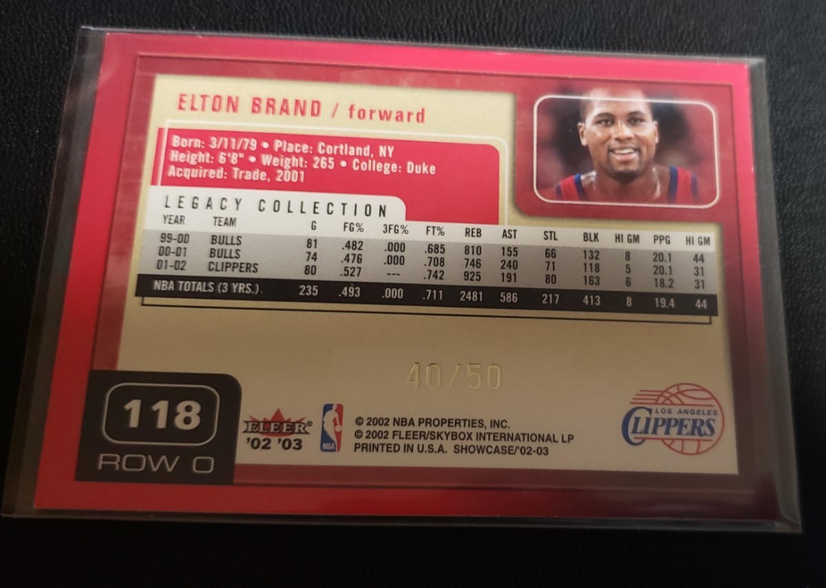 2002-03 Fleer Showcase Auant Card Elton Brand Row 0 /50_画像2