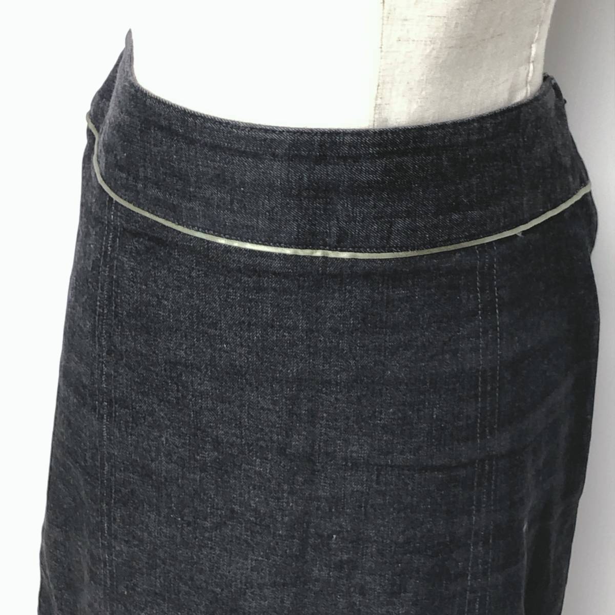 Y0533 美品 Hoochie Coochie フーチークーチー レディース ボトムス デニムスカート 膝丈 38サイズ Mサイズ グレー 灰 綿100% コットン _画像5