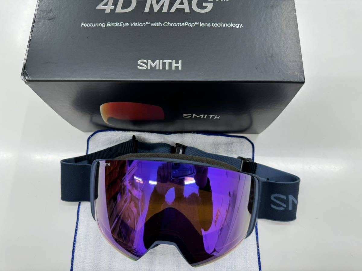 美品！SMITH 4D MAG フレンチネイビー 国内正規品 ジャパンフィット 純正調光レンズおまけ付き！スミス ゴーグル _画像3