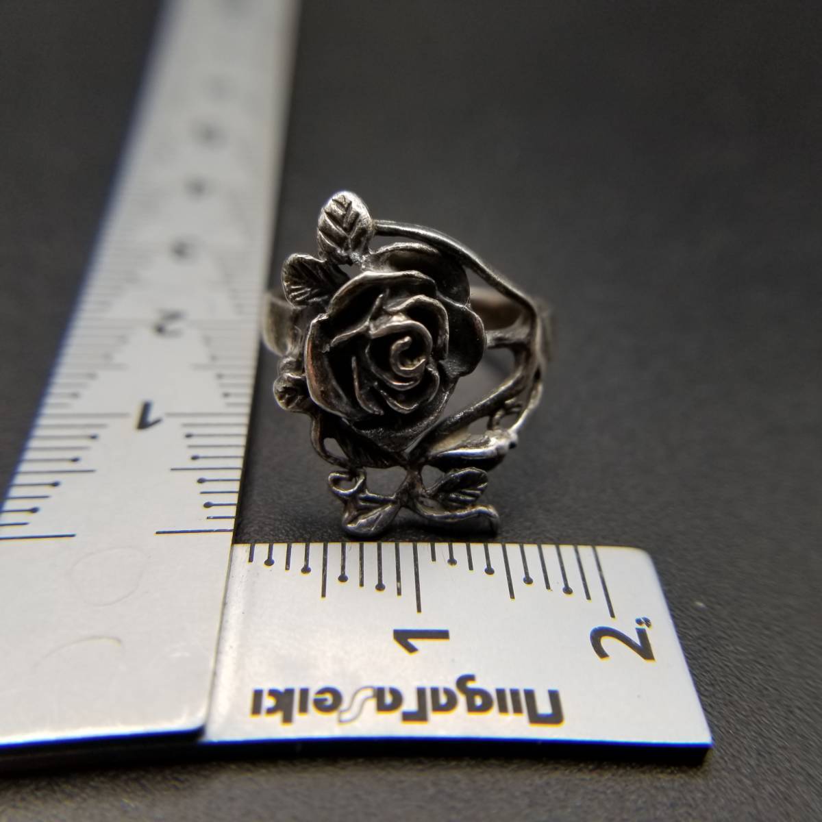 アールヌーヴォー 薔薇 彫刻 エレガント 925 シルバー ヴィンテージ リング 銀 指輪 立体ジュエリー 3D Rose バラ R13-C_画像7
