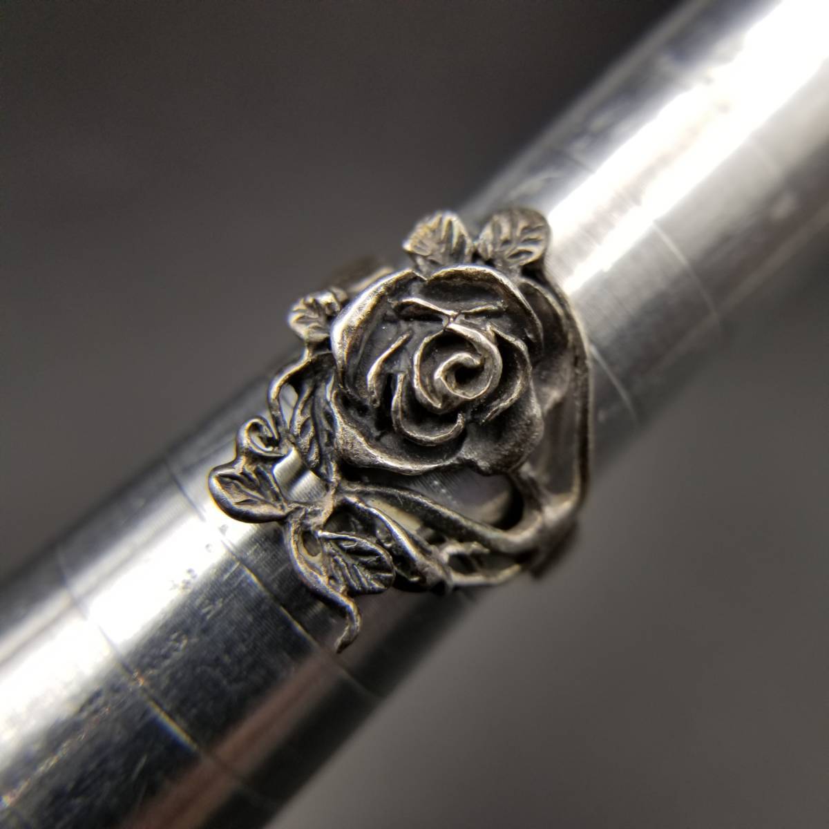 アールヌーヴォー 薔薇 彫刻 エレガント 925 シルバー ヴィンテージ リング 銀 指輪 立体ジュエリー 3D Rose バラ R13-C_画像9