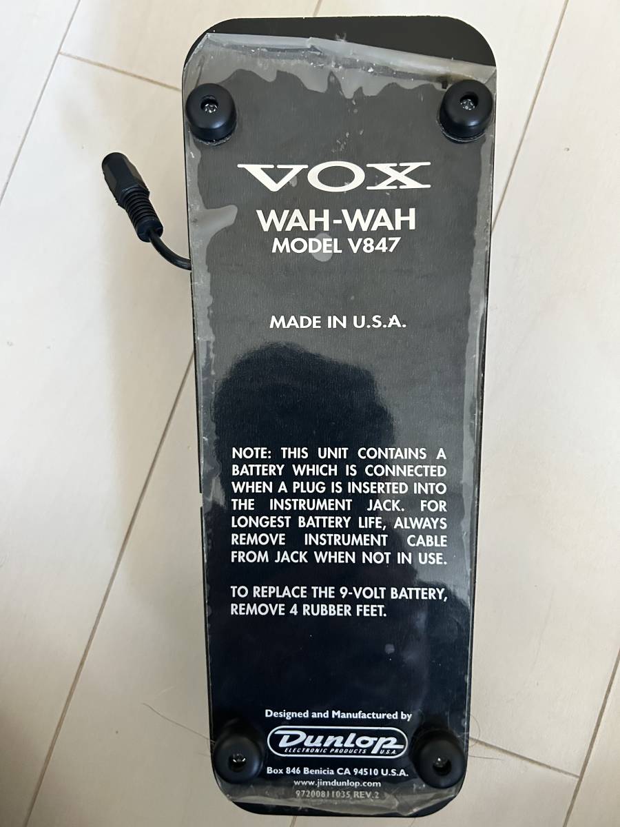 動作確認済みVOX WAH-WAH V847 made in USA Dunlop　ワウワウ_画像2
