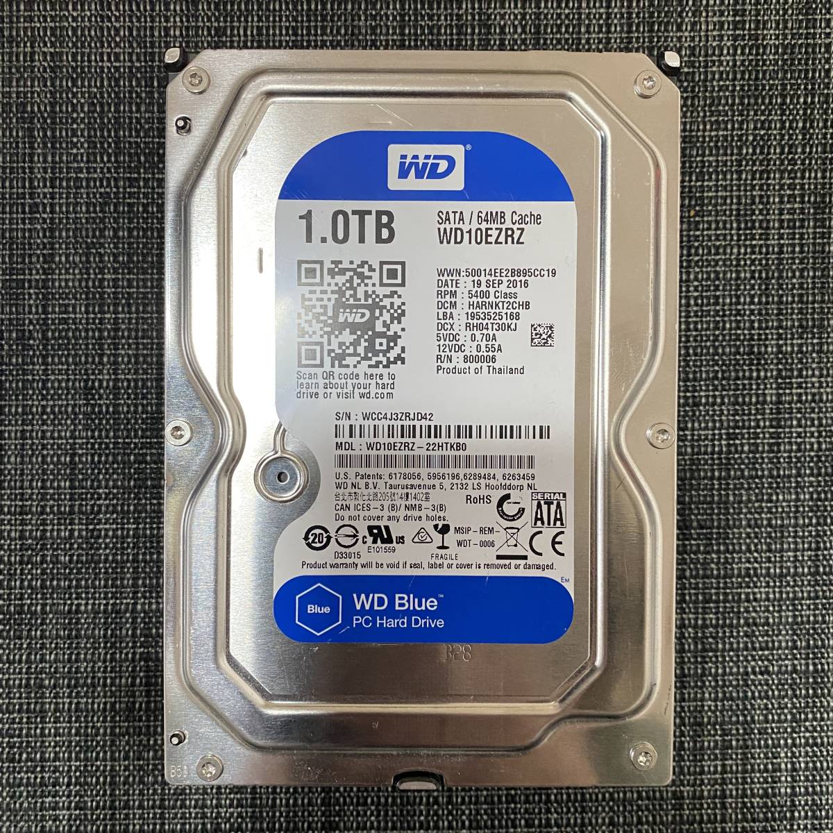 【正常・動作品】WD Blue 10EZRZ 3.5 S-ATA(SATA) 1TB×1 (合計1TB）ハードディスク HD 動作品_画像1