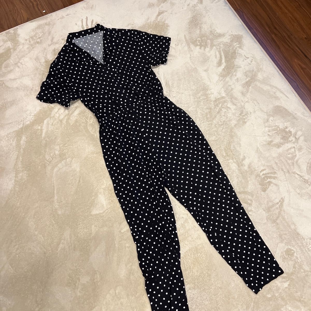 [SENSE OF PLACE Urban Research ] black white dot pattern overall all-in-one M~L