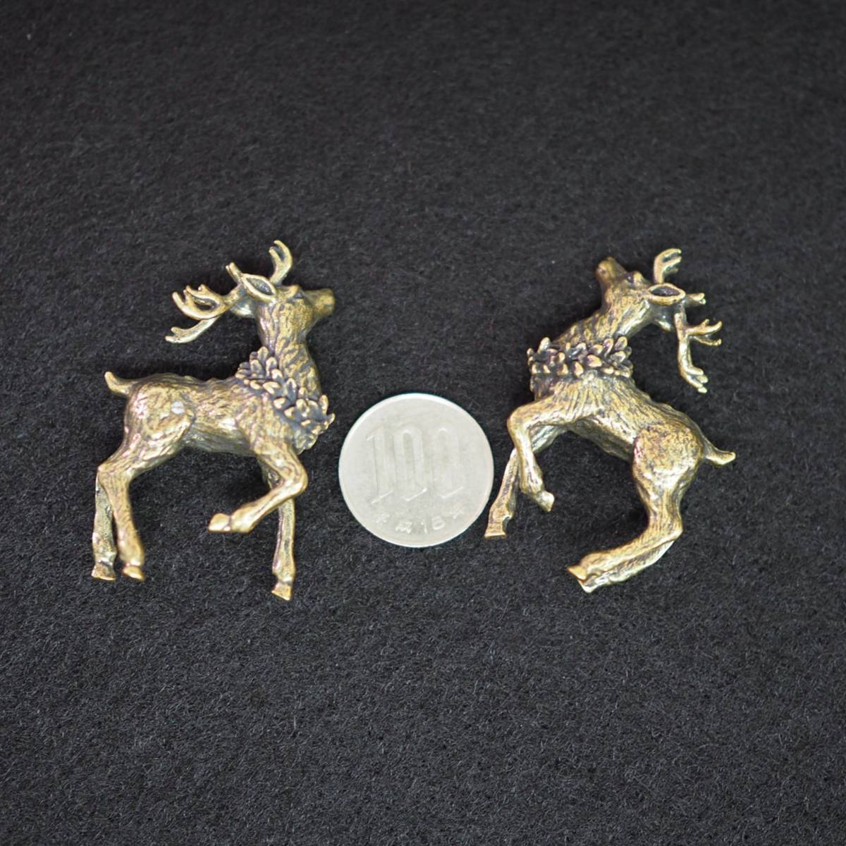 トナカイ 鹿 真鍮 ブラス 金運 brass 置物 アクセサリー フィギュア 文鎮 クリスマス 雑貨 xmas 夫婦の画像2