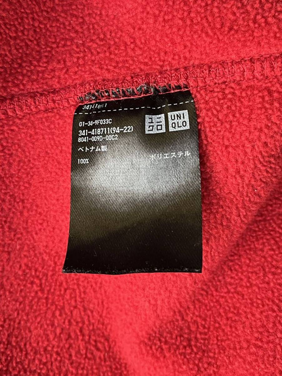 ★ユニクロ　フリースジャケット　フルジップ　Lサイズ　赤色　メンズ　_画像8