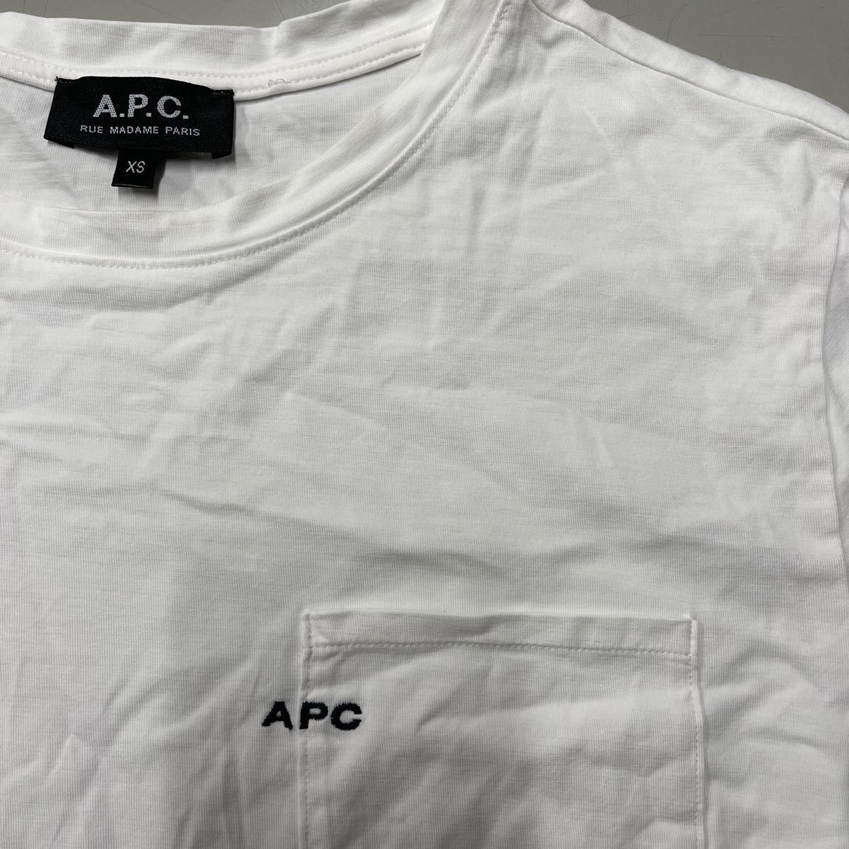 A.P.C. APC アーペーセー カットソー 半袖 Tシャツ レディース XSサイズ 白 ホワイト ポケT ポケット付きTシャツ 日本製 MADE IN JAPAN_画像2