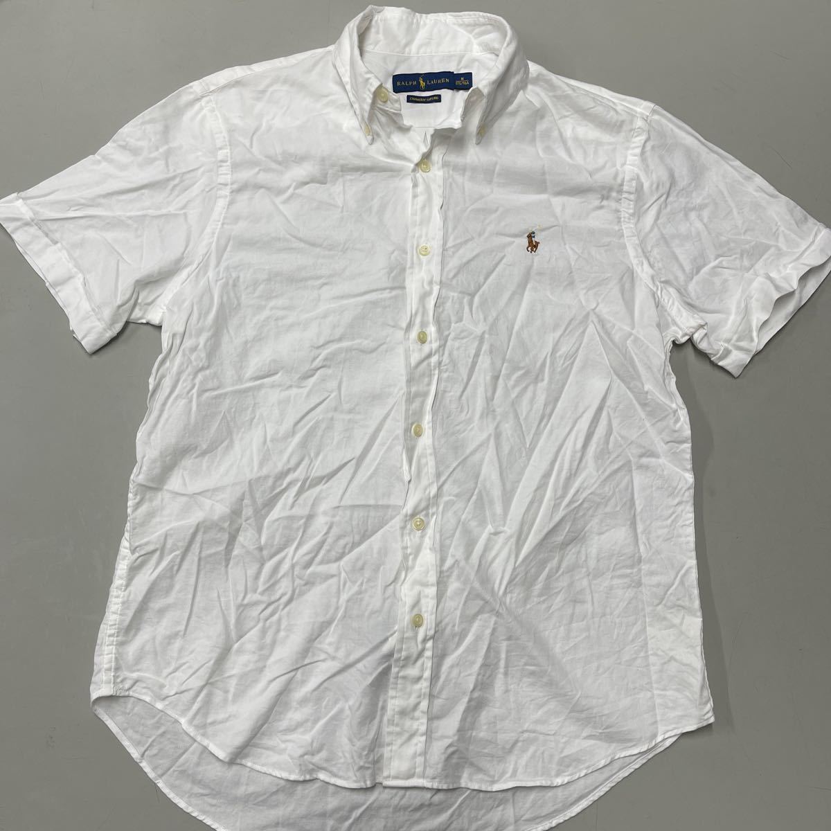RALPH LAUREN ボタンダウンシャツ 半袖 オックスフォード Mサイズ メンズ 白 ホワイト ラルフローレン_画像1